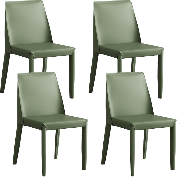 Faux Leather Armless Dining Chairs Contemporary Side Chair Set