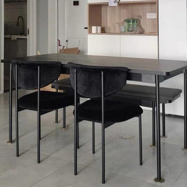 Sedie da pranzo con struttura in ferro nero Sedia da pranzo moderna senza braccioli con schienale aperto