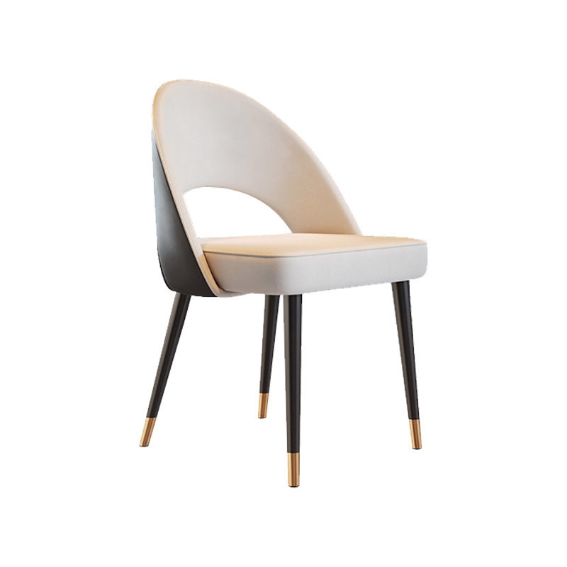 Glam Armless Dining Side Chair Black Metal Legs Open Back Dining Chairs