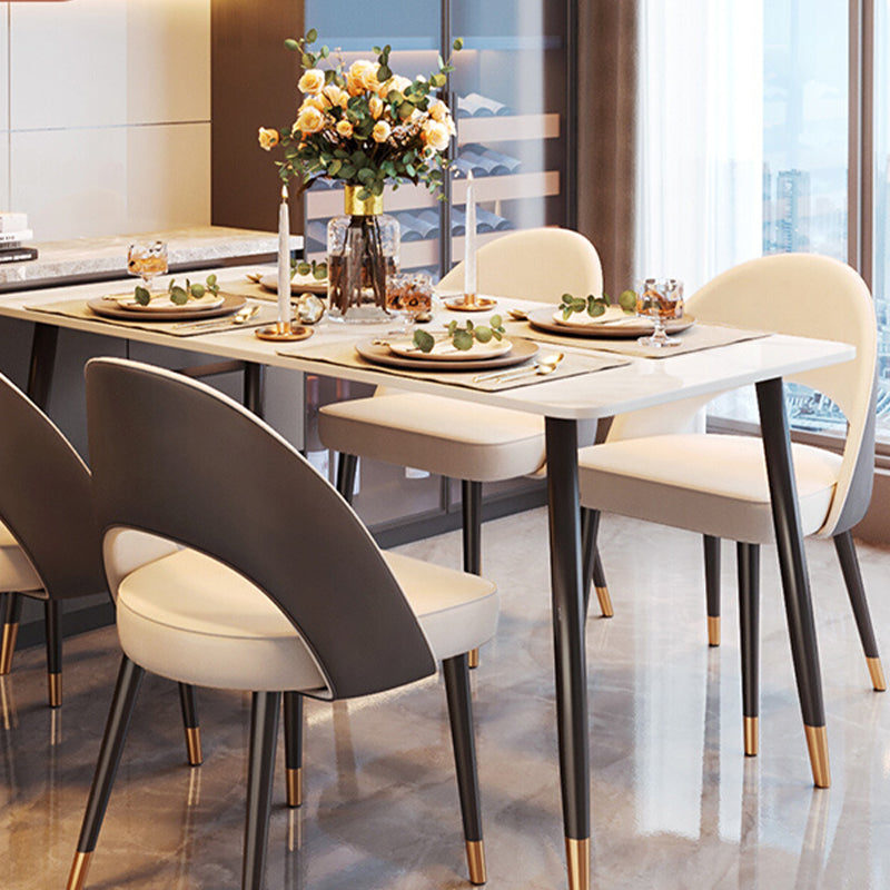 Glam Armless Dining Side Chair Black Metal Legs Open Back Dining Chairs