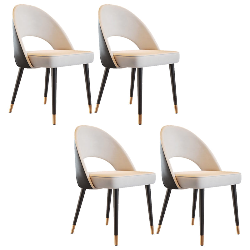 Glam Armless Dining Side Chair Black Metal Legs Open Back Dining Chairs