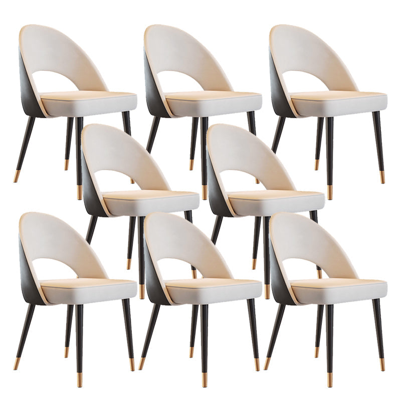 Glam Armless Dining Side Chair Black Metal Legs Open Back Dining Chairs