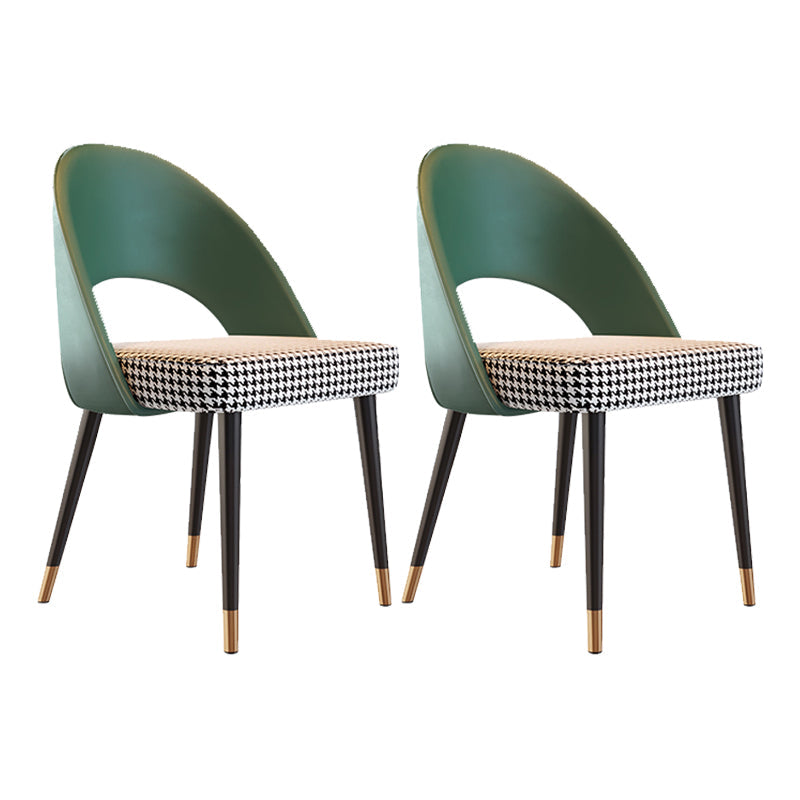 Glam Armless Dining Side Chair Black Metal Legs Open Back Dining Chairs