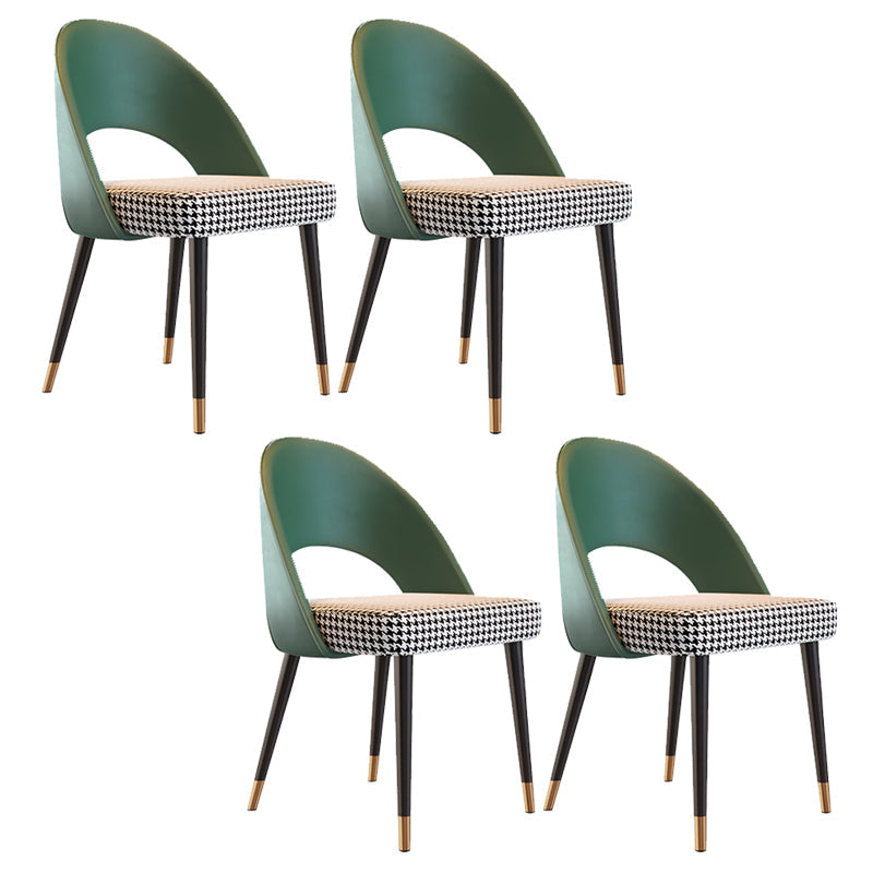 Glam Armless Dining Side Chair Black Metal Legs Open Back Dining Chairs