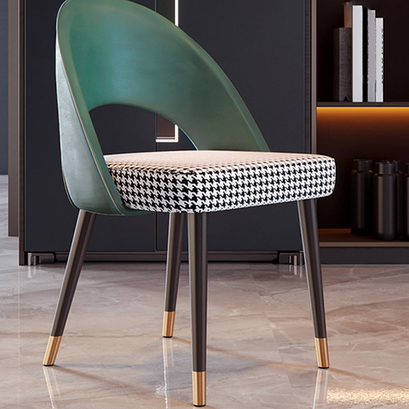 Glam Armless Dining Side Chair Black Metal Legs Open Back Dining Chairs