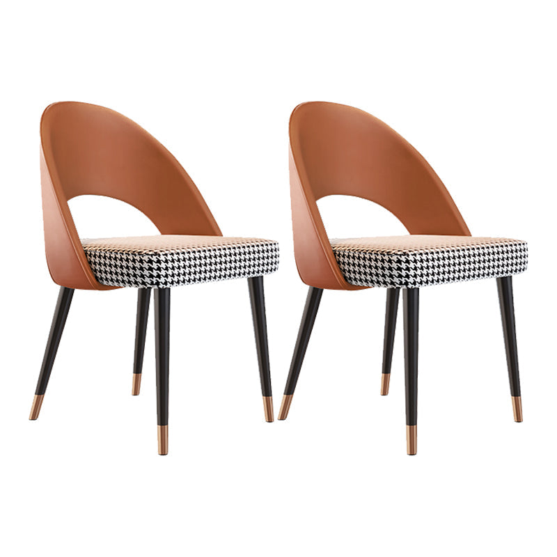 Glam Armless Dining Side Chair Black Metal Legs Open Back Dining Chairs