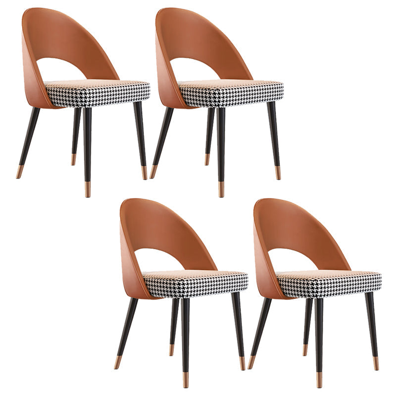 Glam Armless Dining Side Chair Black Metal Legs Open Back Dining Chairs