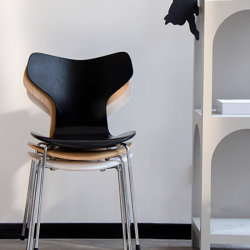 Sedia da pranzo in metallo argento sedie da pranzo in legno contemporanee