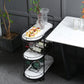 Modern 26.38"W Rolling Prep Table Oval Metal Prep Table for Home Use
