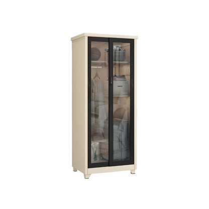 Contemporary Style 1-Door Wardrobe Glass Wardrobe Closet with Shelves 32"L x 22"W x 71"H