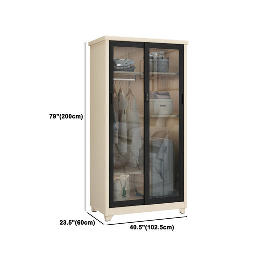 Armario de vidrio de vestuario de 1 puertas de estilo contemporáneo con estantes