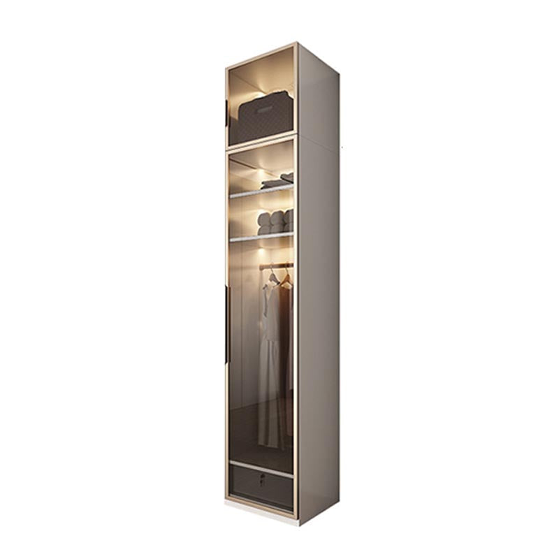 Modern Style Wardrobe White Color Wood Wardrobe Closet with Shelves 12"L x 20"W x 79"H Armories & Top Cabinet Clearhalo 'Armoires & Wardrobes' 'armoires_wardrobes' 'Bedroom Furniture' 'furn' 'furn_armoires_wardrobes' 'Furniture' 5564403