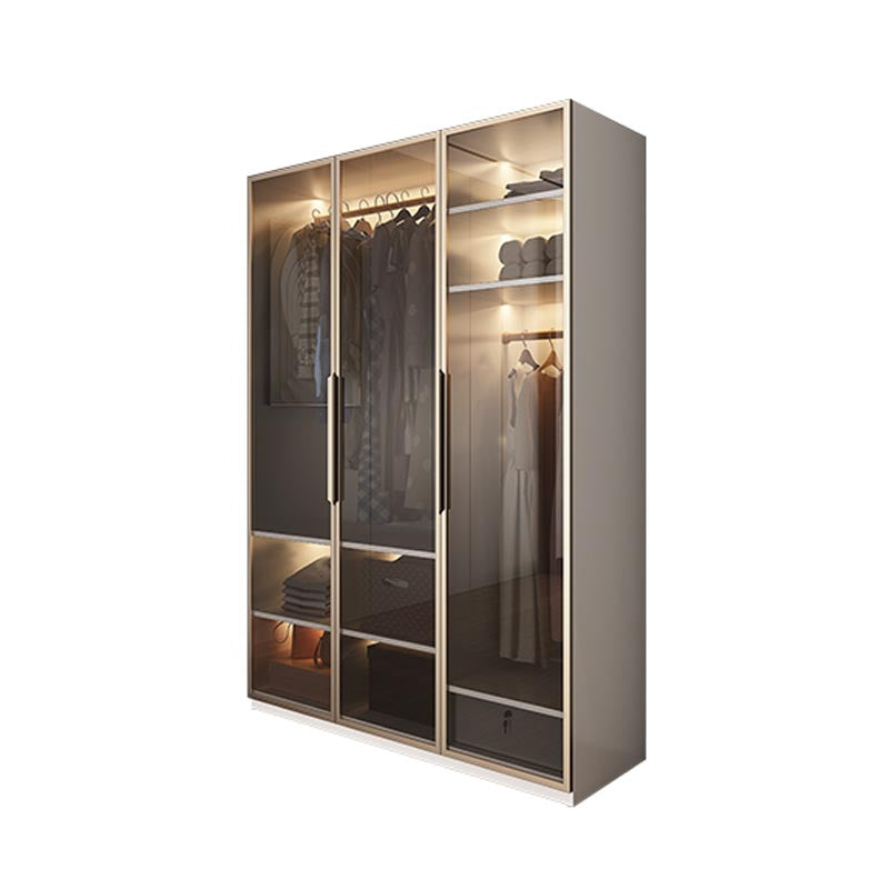 Modern Style Wardrobe White Color Wood Wardrobe Closet with Shelves 47"L x 20"W x 79"H Armoires & Wardrobes Clearhalo 'Armoires & Wardrobes' 'armoires_wardrobes' 'Bedroom Furniture' 'furn' 'furn_armoires_wardrobes' 'Furniture' 5564404