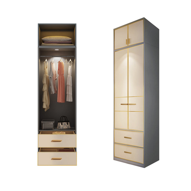 Modern Style Wood Wardrobe Wood Wardrobe with Shelves Armoire Wardrobe Closet 24"L x 22"W x 79"H Gold Armories & Top Cabinet Clearhalo 'Armoires & Wardrobes' 'armoires_wardrobes' 'Bedroom Furniture' 'furn' 'furn_armoires_wardrobes' 'Furniture' 5564430