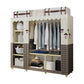 Contemporary Style Wardrobe Armoire Steel Frame Wardrobe for Bedroom 64"L x 18"W x 63"H Cream Gray Clearhalo 'Armoires & Wardrobes' 'armoires_wardrobes' 'Bedroom Furniture' 'furn' 'furn_armoires_wardrobes' 'Furniture' 5564675