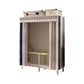 Contemporary Style Wardrobe Armoire Steel Frame Wardrobe for Bedroom 37"L x 18"W x 63"H Beige-Blue Clearhalo 'Armoires & Wardrobes' 'armoires_wardrobes' 'Bedroom Furniture' 'furn' 'furn_armoires_wardrobes' 'Furniture' 5564678
