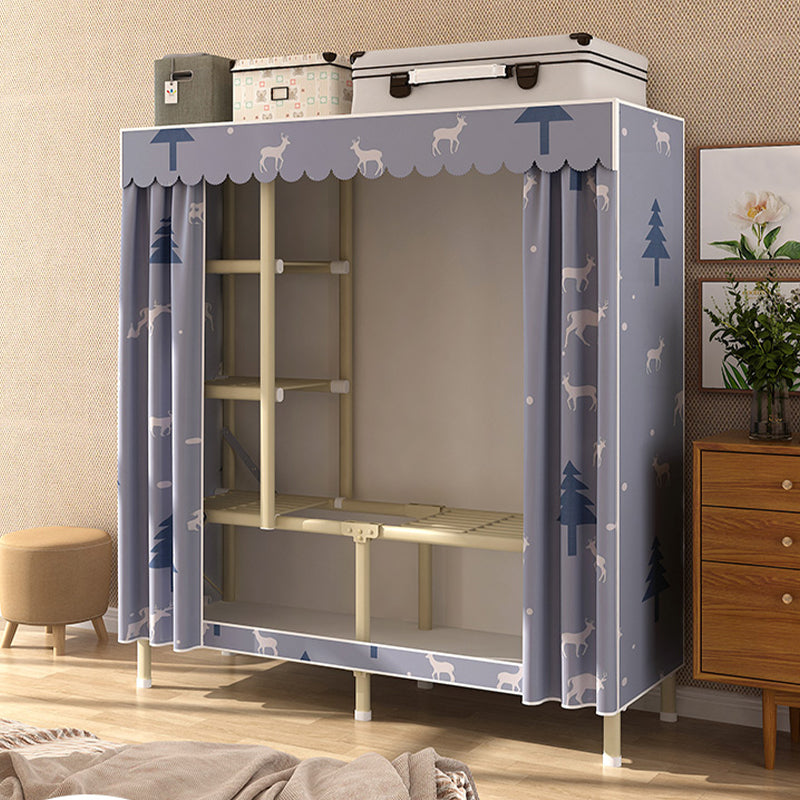 Contemporary Style Wardrobe Armoire Steel Frame Wardrobe for Bedroom 50"L x 18"W x 63"H Purple Clearhalo 'Armoires & Wardrobes' 'armoires_wardrobes' 'Bedroom Furniture' 'furn' 'furn_armoires_wardrobes' 'Furniture' 5564683