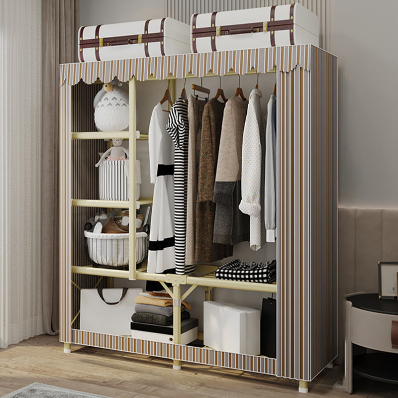 Contemporary Style Wardrobe Armoire Steel Frame Wardrobe for Bedroom Clearhalo 'Armoires & Wardrobes' 'armoires_wardrobes' 'Bedroom Furniture' 'furn' 'furn_armoires_wardrobes' 'Furniture' 5564686