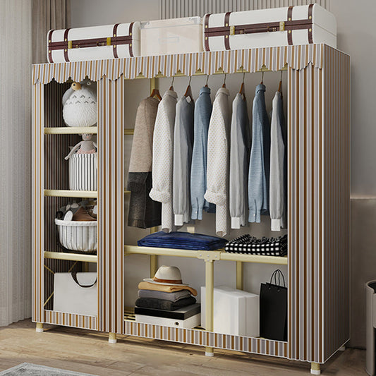 Contemporary Style Wardrobe Armoire Steel Frame Wardrobe for Bedroom Clearhalo 'Armoires & Wardrobes' 'armoires_wardrobes' 'Bedroom Furniture' 'furn' 'furn_armoires_wardrobes' 'Furniture' 5564688