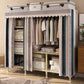Contemporary Style Wardrobe Armoire Steel Frame Wardrobe for Bedroom 64"L x 18"W x 63"H Beige-Blue Clearhalo 'Armoires & Wardrobes' 'armoires_wardrobes' 'Bedroom Furniture' 'furn' 'furn_armoires_wardrobes' 'Furniture' 5564691