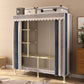 Contemporary Style Wardrobe Armoire Steel Frame Wardrobe for Bedroom 50"L x 18"W x 63"H Beige-Blue Clearhalo 'Armoires & Wardrobes' 'armoires_wardrobes' 'Bedroom Furniture' 'furn' 'furn_armoires_wardrobes' 'Furniture' 5564693