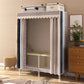 Contemporary Style Wardrobe Armoire Steel Frame Wardrobe for Bedroom 29.5"L x 18"W x 63"H Beige-Blue Clearhalo 'Armoires & Wardrobes' 'armoires_wardrobes' 'Bedroom Furniture' 'furn' 'furn_armoires_wardrobes' 'Furniture' 5564694