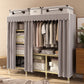 Contemporary Style Wardrobe Armoire Steel Frame Wardrobe for Bedroom 64"L x 18"W x 63"H Grey Clearhalo 'Armoires & Wardrobes' 'armoires_wardrobes' 'Bedroom Furniture' 'furn' 'furn_armoires_wardrobes' 'Furniture' 5564697