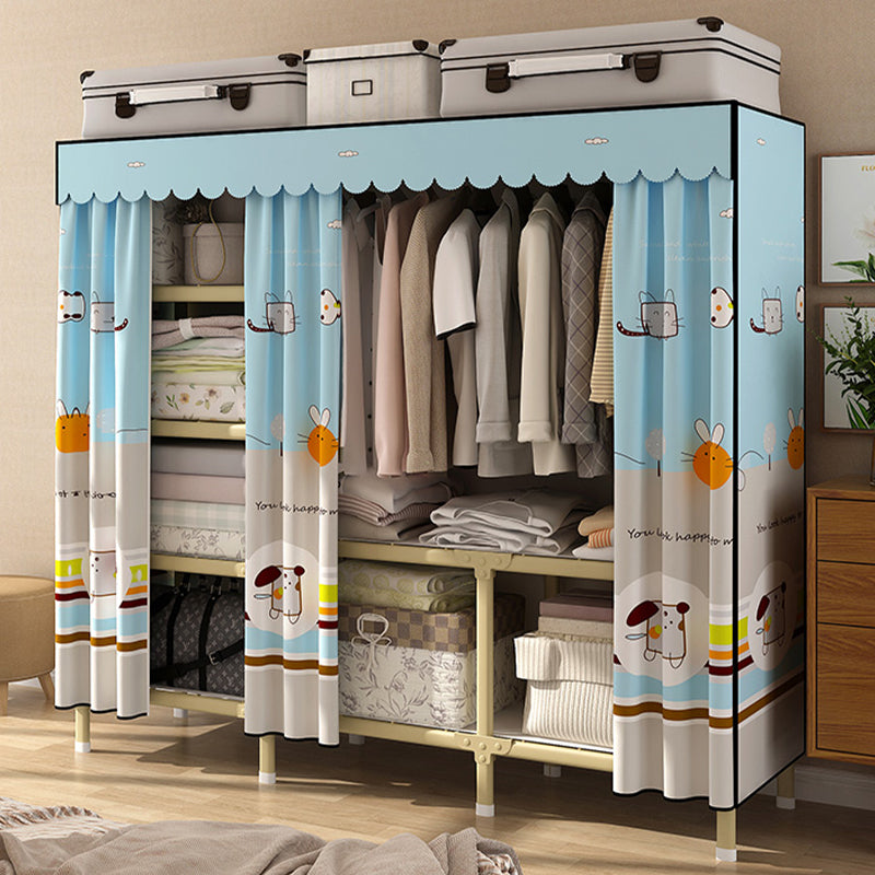 Contemporary Style Wardrobe Armoire Steel Frame Wardrobe for Bedroom Clearhalo 'Armoires & Wardrobes' 'armoires_wardrobes' 'Bedroom Furniture' 'furn' 'furn_armoires_wardrobes' 'Furniture' 5564698