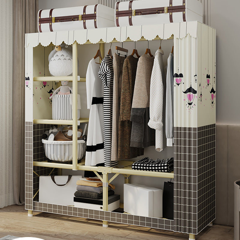 Contemporary Style Wardrobe Armoire Steel Frame Wardrobe for Bedroom Clearhalo 'Armoires & Wardrobes' 'armoires_wardrobes' 'Bedroom Furniture' 'furn' 'furn_armoires_wardrobes' 'Furniture' 5564701