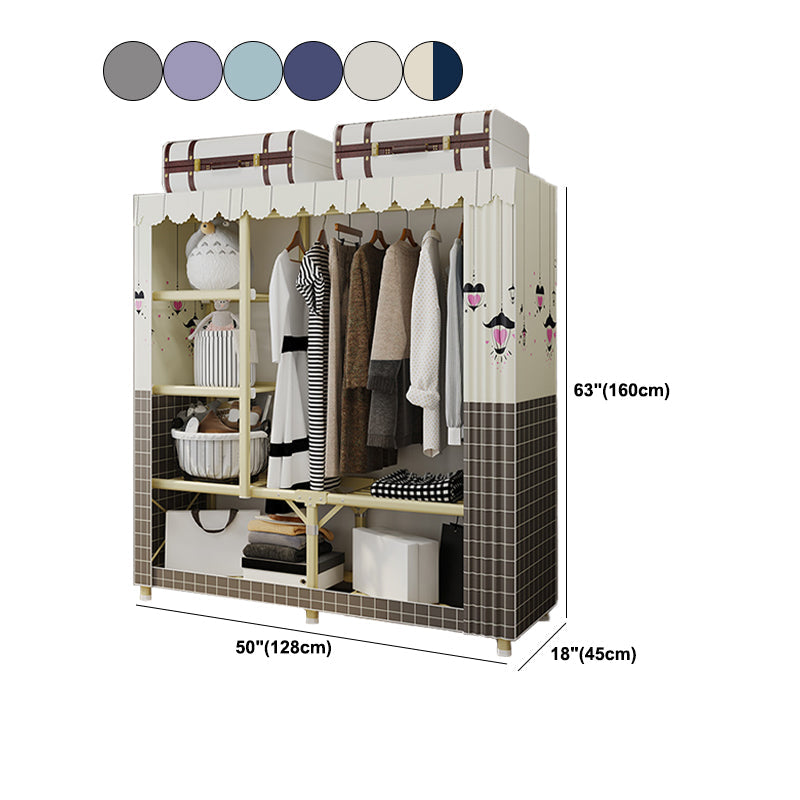 Contemporary Style Wardrobe Armoire Steel Frame Wardrobe for Bedroom Clearhalo 'Armoires & Wardrobes' 'armoires_wardrobes' 'Bedroom Furniture' 'furn' 'furn_armoires_wardrobes' 'Furniture' 5564707