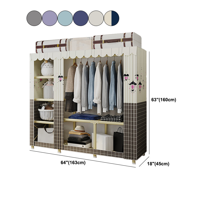 Contemporary Style Wardrobe Armoire Steel Frame Wardrobe for Bedroom Clearhalo 'Armoires & Wardrobes' 'armoires_wardrobes' 'Bedroom Furniture' 'furn' 'furn_armoires_wardrobes' 'Furniture' 5564708
