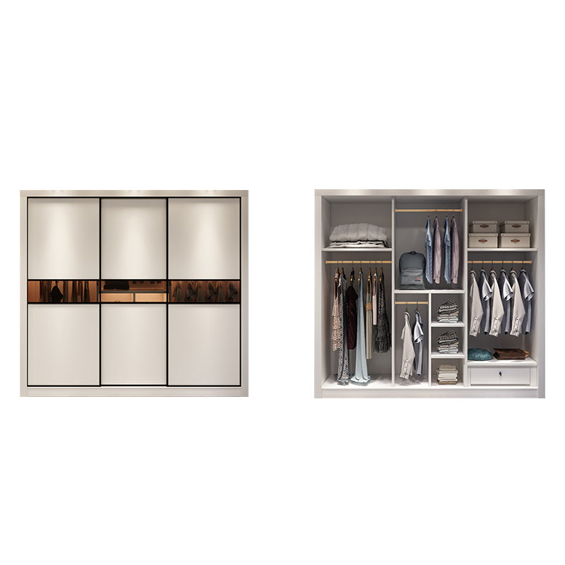 Engineered Wood Wardrobe Cabinet White Modern Wardrobe with Drawer 79"L x 24"W x 79"H Clearhalo 'Armoires & Wardrobes' 'armoires_wardrobes' 'Bedroom Furniture' 'furn' 'furn_armoires_wardrobes' 'Furniture' 5564789