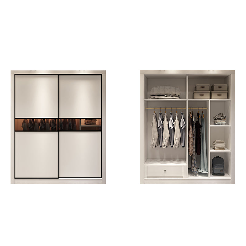 Engineered Wood Wardrobe Cabinet White Modern Wardrobe with Drawer 71"L x 24"W x 79"H Clearhalo 'Armoires & Wardrobes' 'armoires_wardrobes' 'Bedroom Furniture' 'furn' 'furn_armoires_wardrobes' 'Furniture' 5564790