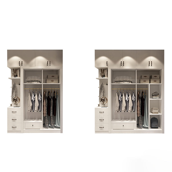 Engineered Wood Wardrobe Cabinet White Modern Wardrobe with Drawer Clearhalo 'Armoires & Wardrobes' 'armoires_wardrobes' 'Bedroom Furniture' 'furn' 'furn_armoires_wardrobes' 'Furniture' 5564796