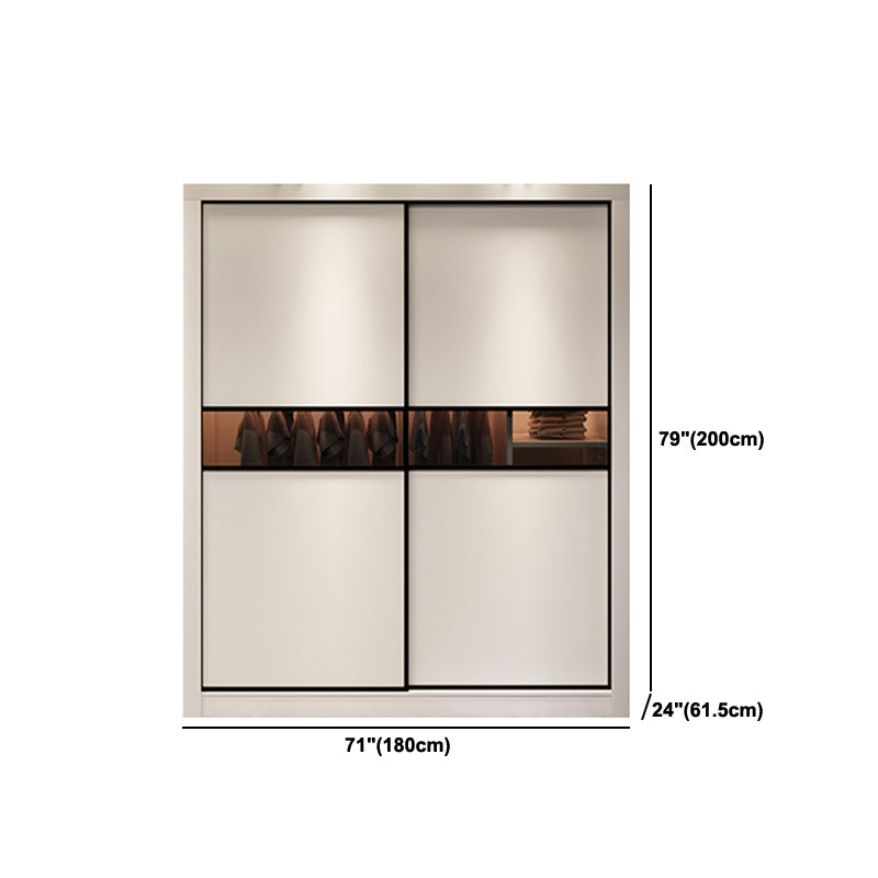 Engineered Wood Wardrobe Cabinet White Modern Wardrobe with Drawer Clearhalo 'Armoires & Wardrobes' 'armoires_wardrobes' 'Bedroom Furniture' 'furn' 'furn_armoires_wardrobes' 'Furniture' 5564806