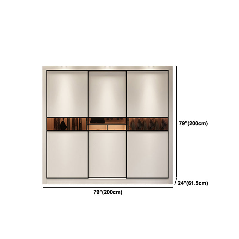 Engineered Wood Wardrobe Cabinet White Modern Wardrobe with Drawer Clearhalo 'Armoires & Wardrobes' 'armoires_wardrobes' 'Bedroom Furniture' 'furn' 'furn_armoires_wardrobes' 'Furniture' 5564807