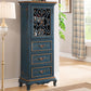 Glam Style Buffet Sideboard Wood Server with Door and Drawer 25.6"L x 14.2"W x 61.4"H Blue Clearhalo 'buffet_sideboard' 'Buffets & Sideboards' 'furn' 'furn_buffet_sideboard' 'Furniture' 'Kitchen & Dining Furniture' 5564957