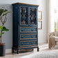 Glam Style Buffet Sideboard Wood Server with Door and Drawer 39"L x 15"W x 67"H Blue Clearhalo 'buffet_sideboard' 'Buffets & Sideboards' 'furn' 'furn_buffet_sideboard' 'Furniture' 'Kitchen & Dining Furniture' 5564964