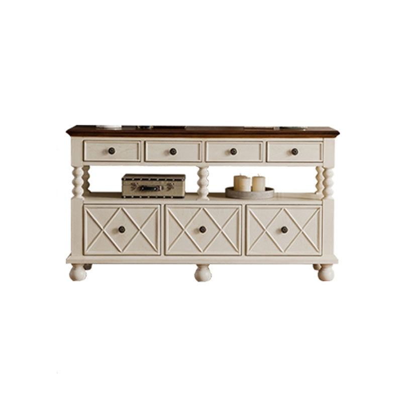 Glam Style Buffet Sideboard Solid Wood Kitchen Sideboard with Door and Drawer 71"L x 16"W x 33"H Off-White Clearhalo 'buffet_sideboard' 'Buffets & Sideboards' 'furn' 'furn_buffet_sideboard' 'Furniture' 'Kitchen & Dining Furniture' 5565009