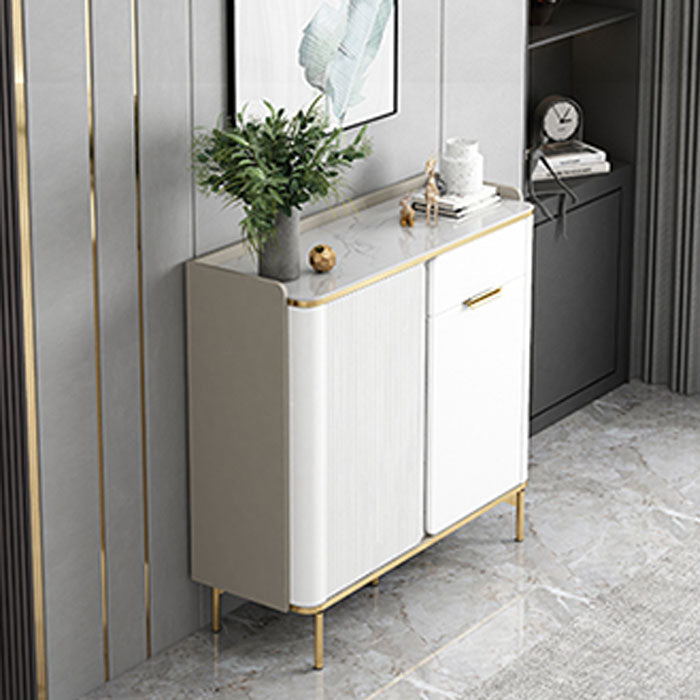 Glam Sideboard Stone Top Sideboard with Door and Drawer for Dining Room 39"L x 14"W x 37"H White Clearhalo 'buffet_sideboard' 'Buffets & Sideboards' 'furn' 'furn_buffet_sideboard' 'Furniture' 'Kitchen & Dining Furniture' 5565146