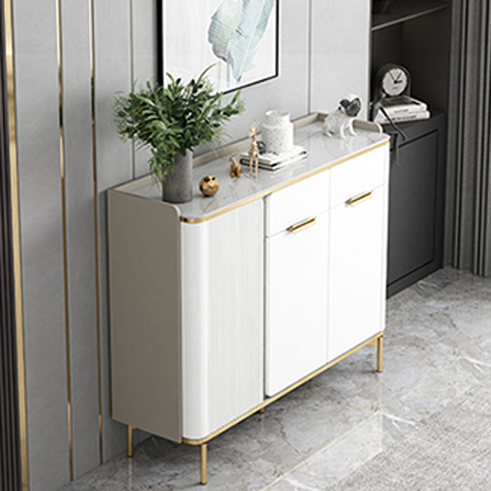 Glam Sideboard Stone Top Sideboard with Door and Drawer for Dining Room 47"L x 14"W x 37"H White Clearhalo 'buffet_sideboard' 'Buffets & Sideboards' 'furn' 'furn_buffet_sideboard' 'Furniture' 'Kitchen & Dining Furniture' 5565149