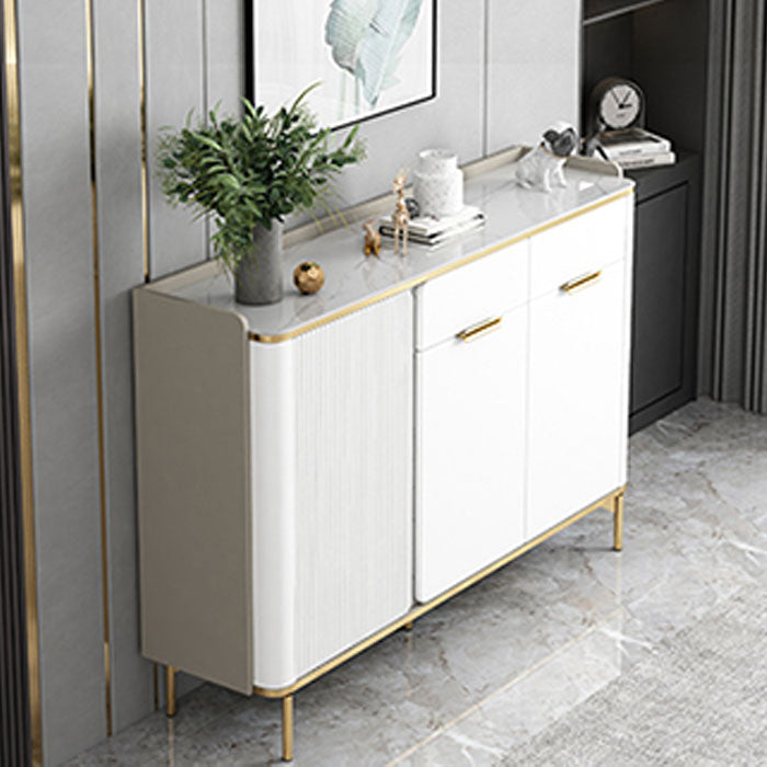 Glam Sideboard Stone Top Sideboard with Door and Drawer for Dining Room 55"L x 14"W x 37"H White Clearhalo 'buffet_sideboard' 'Buffets & Sideboards' 'furn' 'furn_buffet_sideboard' 'Furniture' 'Kitchen & Dining Furniture' 5565153