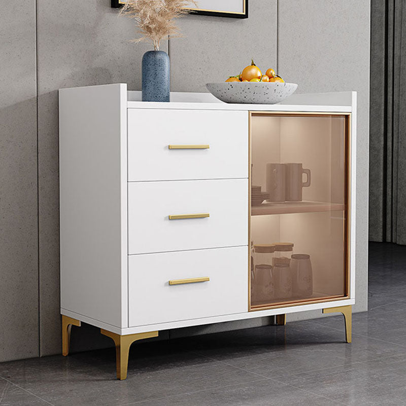 Modern Engineered Wood Sideboard Buffet 35.4"H 3-Drawer Dining Room Buffet Server 31"L x 16"W x 35"H White Clearhalo 'buffet_sideboard' 'Buffets & Sideboards' 'furn' 'furn_buffet_sideboard' 'Furniture' 'Kitchen & Dining Furniture' 5565213