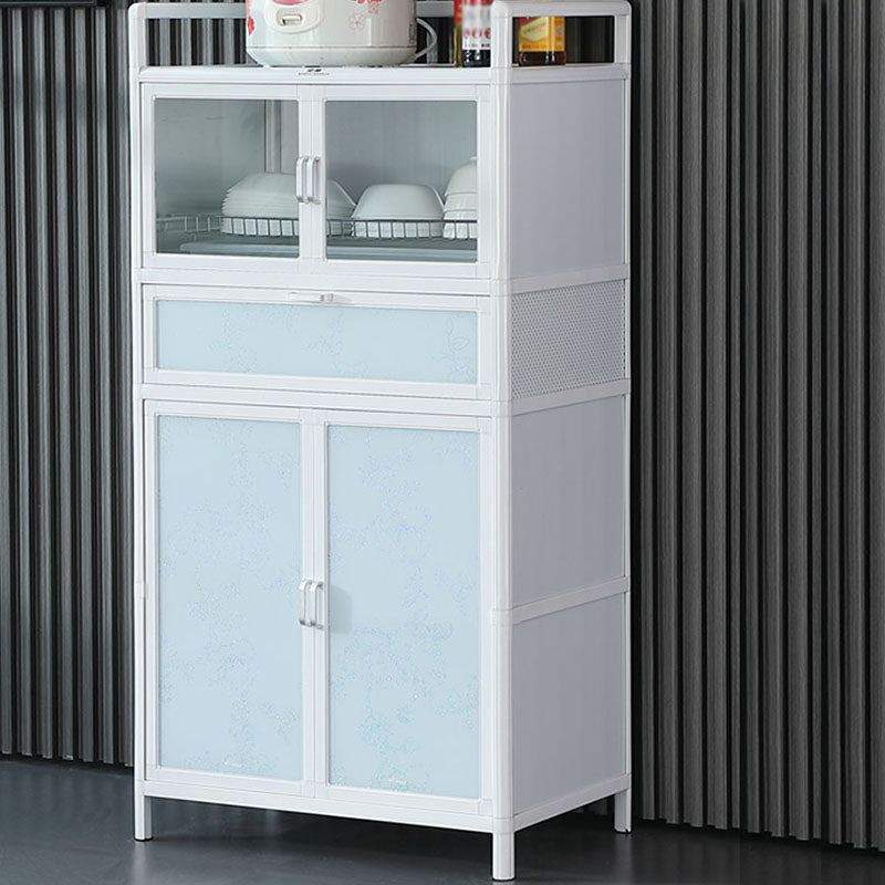 Metal Glass Doors Buffet Stand Modern Kitchen Buffet Sideboard in White Clearhalo 'buffet_sideboard' 'Buffets & Sideboards' 'furn' 'furn_buffet_sideboard' 'Furniture' 'Kitchen & Dining Furniture' 5565227