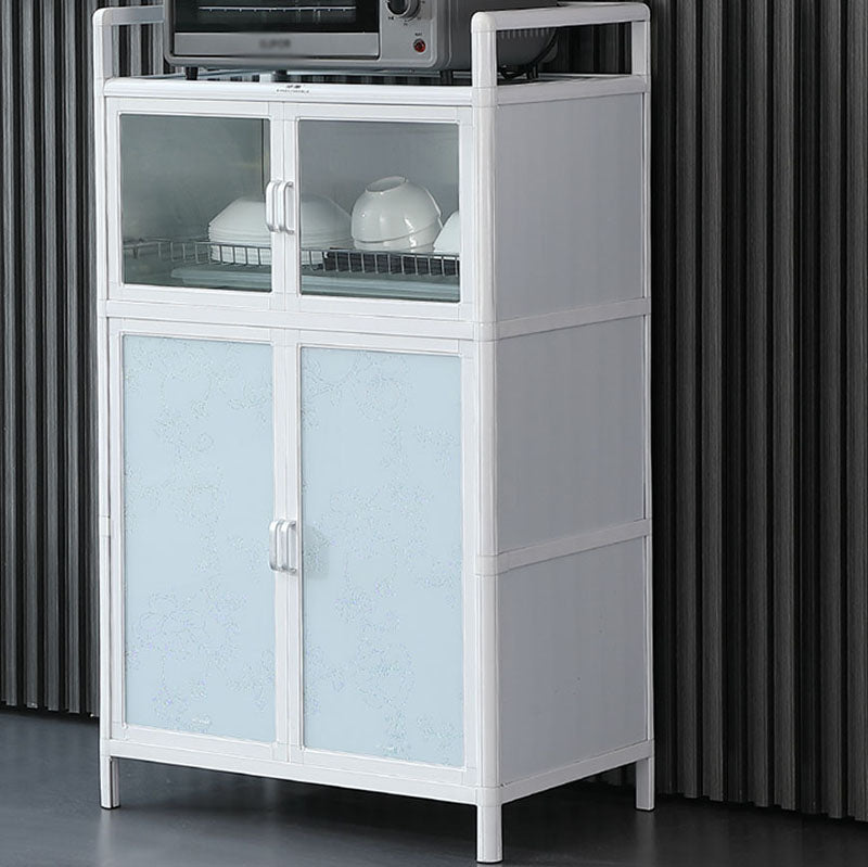 Metal Glass Doors Buffet Stand Modern Kitchen Buffet Sideboard in White Clearhalo 'buffet_sideboard' 'Buffets & Sideboards' 'furn' 'furn_buffet_sideboard' 'Furniture' 'Kitchen & Dining Furniture' 5565229