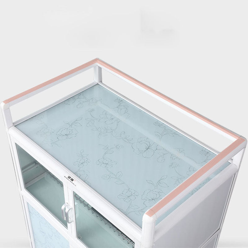 Metal Glass Doors Buffet Stand Modern Kitchen Buffet Sideboard in White Clearhalo 'buffet_sideboard' 'Buffets & Sideboards' 'furn' 'furn_buffet_sideboard' 'Furniture' 'Kitchen & Dining Furniture' 5565231