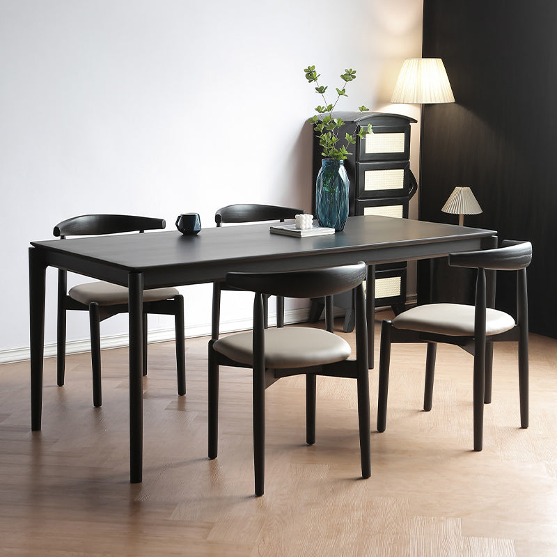 Set da pranzo moderno nero Set da pranzo con gambe in legno rettangolari da 1/2/5 pezzi per interni