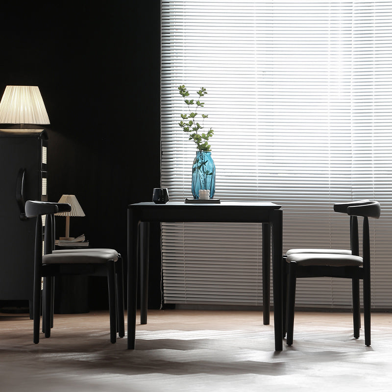 Set da pranzo moderno nero Set da pranzo con gambe in legno rettangolari da 1/2/5 pezzi per interni