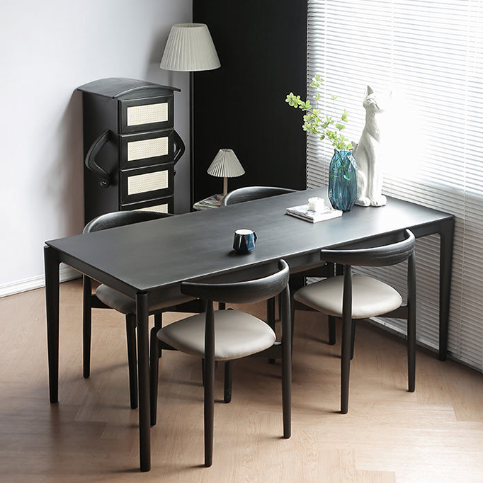 Set da pranzo moderno nero Set da pranzo con gambe in legno rettangolari da 1/2/5 pezzi per interni
