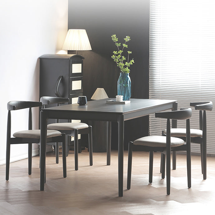 Set da pranzo moderno nero Set da pranzo con gambe in legno rettangolari da 1/2/5 pezzi per interni